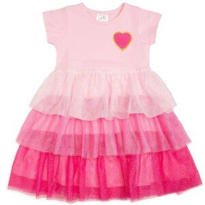 Pink Petal Short Sleeve Tutu Dress - Sweet Wink